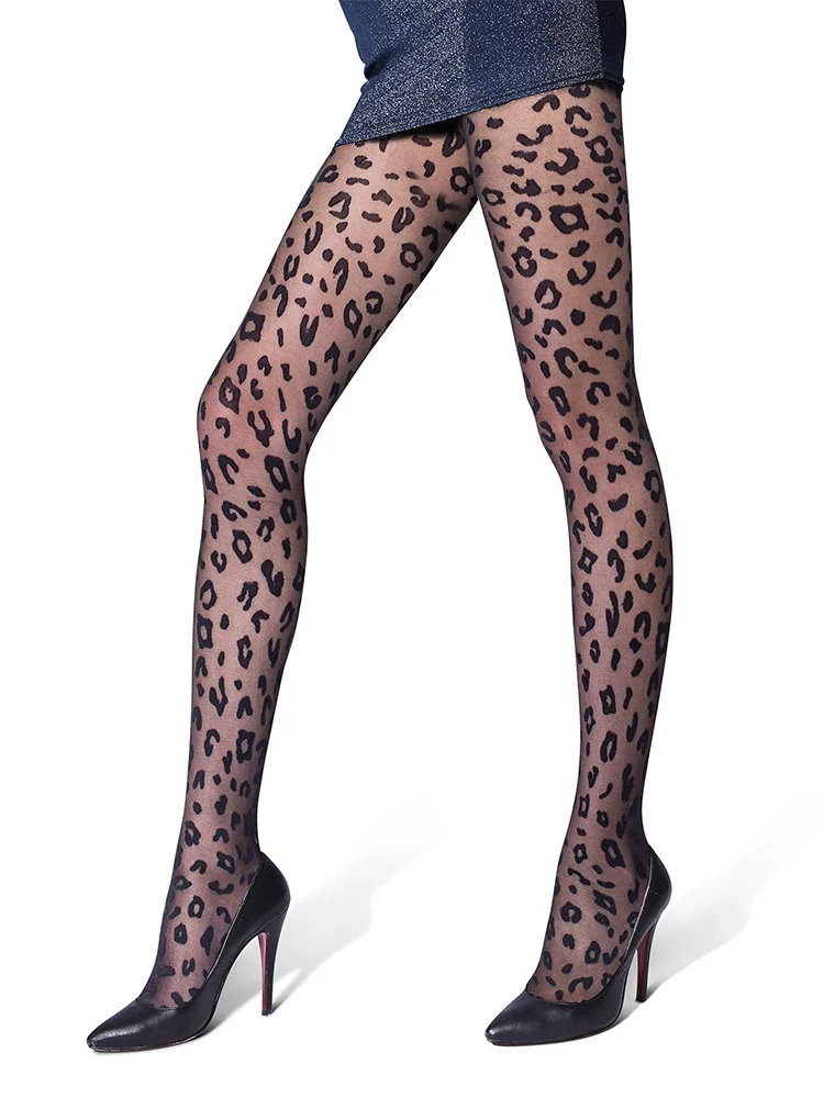 

Trend Autumn Winter Sexy Leopard Print Stockings Bare Leg Artifact Nightclub Black Silk Female Outerwear Pants Socks