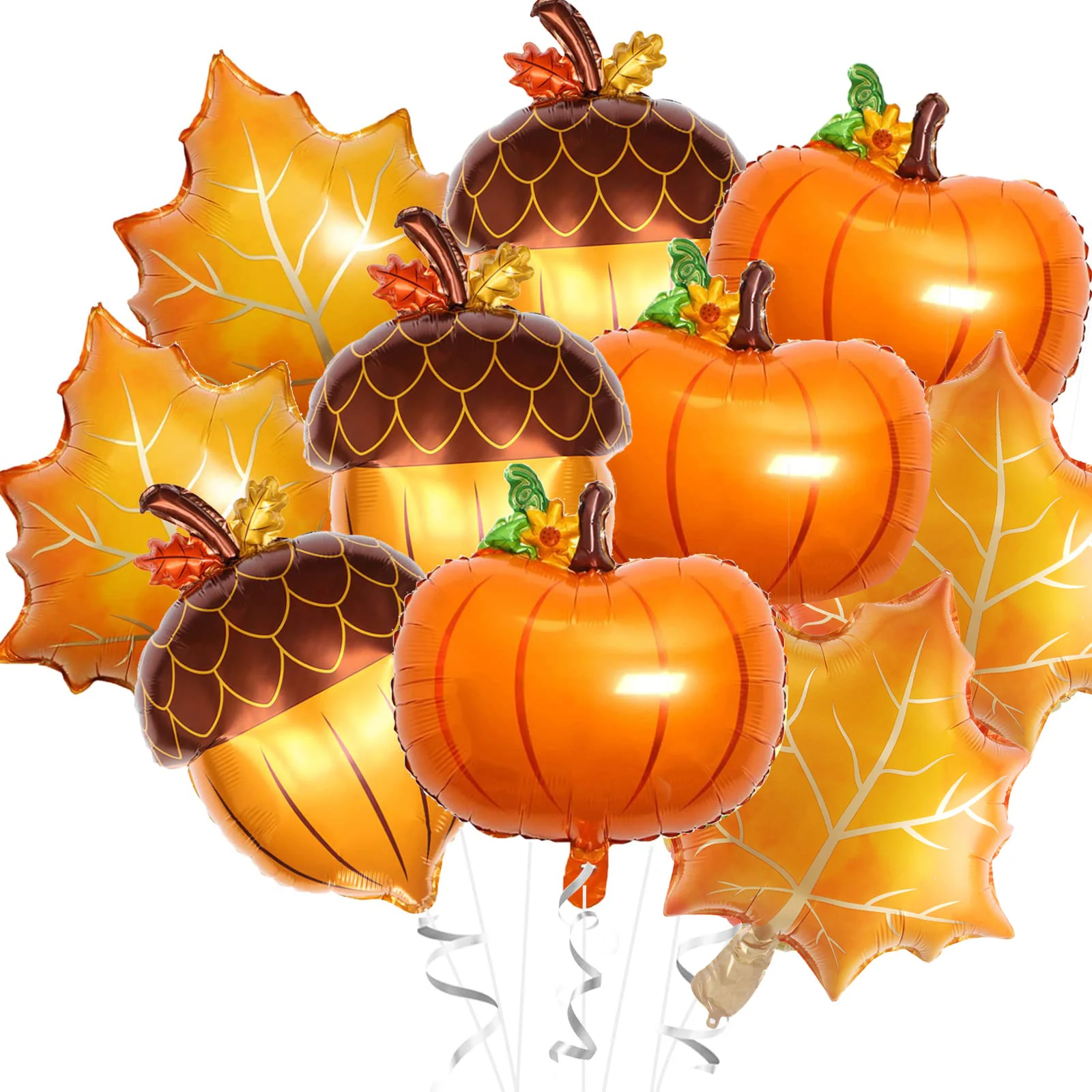 

12 PcsThanksgiving Party Fall Foil Balloons Large Pumpkin Leaf Balloons Autumn Harvest Birthday Favors Home Decorations Orange