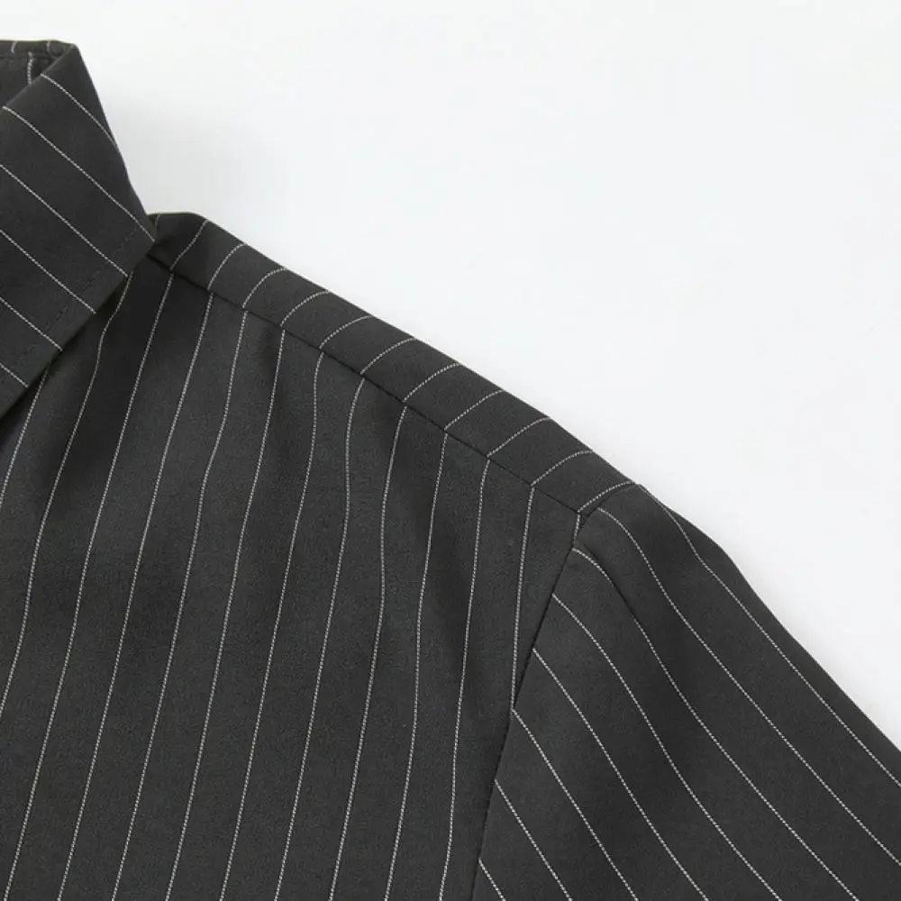 Slim Fit Mens Short Sleeve Shirt Vertical Stripe Summer Tops Casual Business Fashion Breathable Comfortable Office Daily Wear