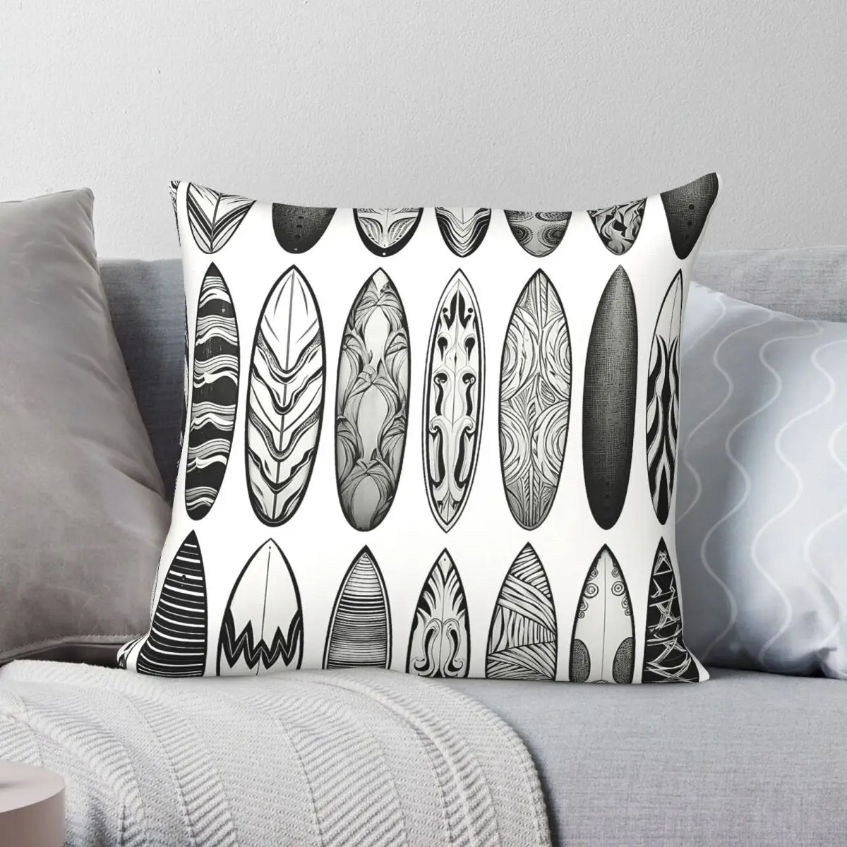 Surfing On Board Sunset Square Pillowcase Polyester Linen Velvet Printed Zip Decor Room Cushion Cover