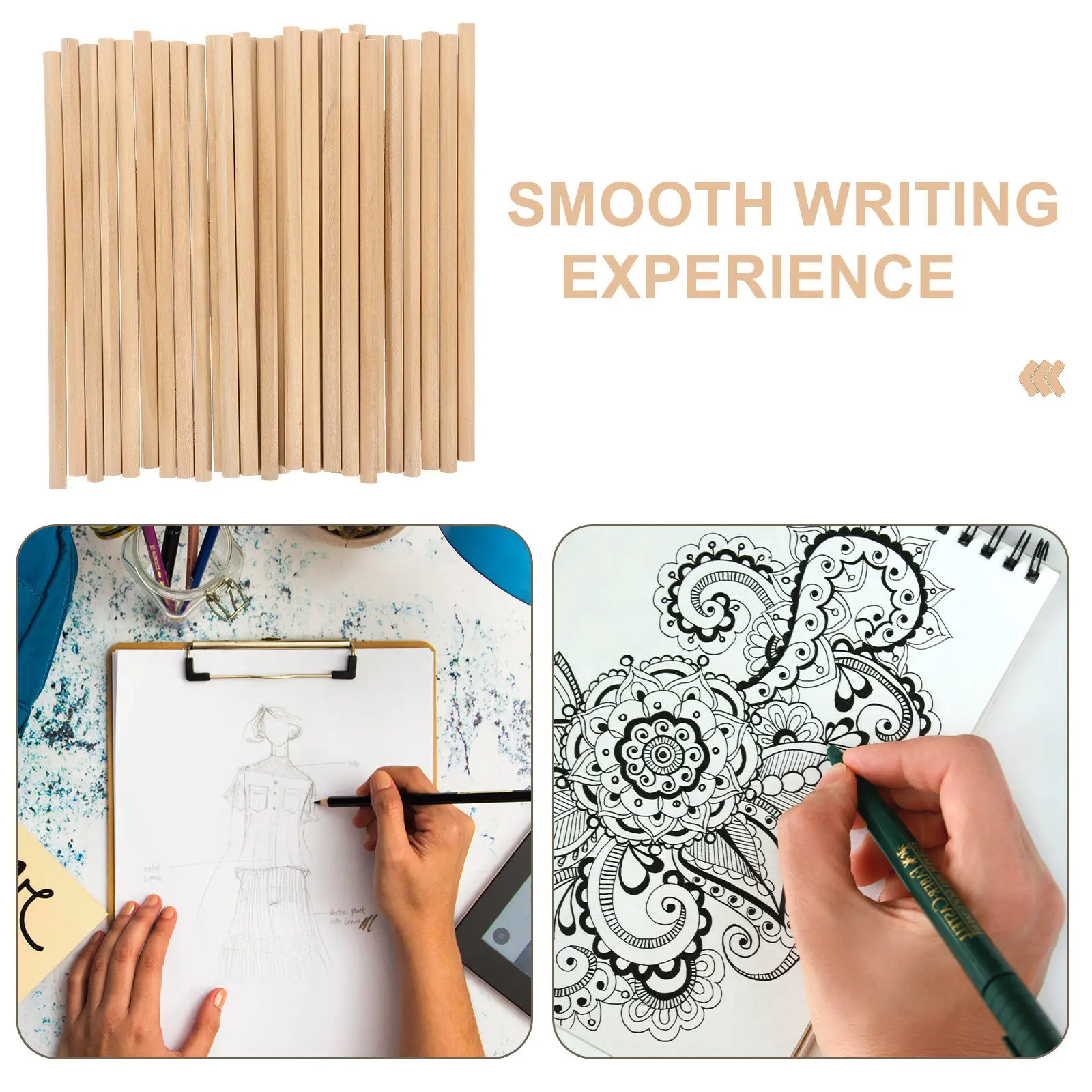 30Pcs Natural Wooden Pencils Versatile Drawing Writing Pencils for Artists Students Designers Architects Smooth Grip Erasable