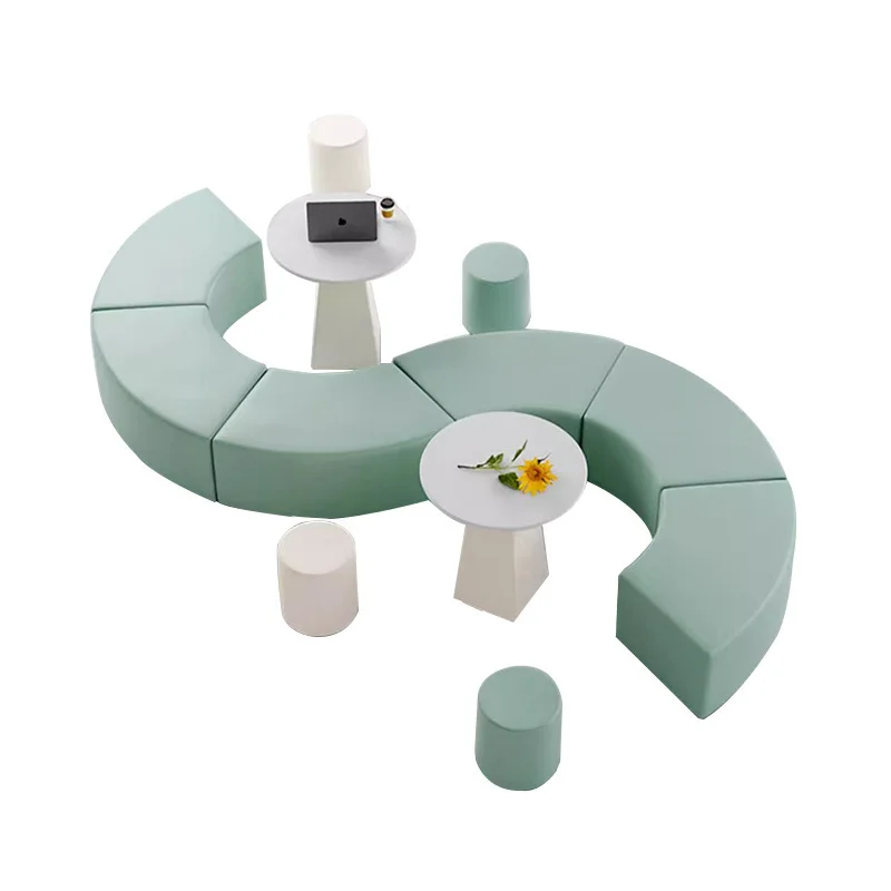 Modern modular sofa set in high-density sponge leather, suitable for living rooms, hotels, schools and hospitals