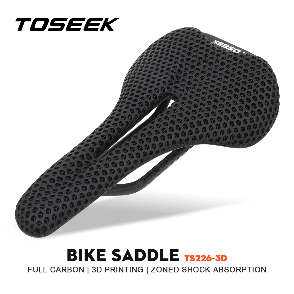 

TOSEEK TS226 3D Printed Bicycle Saddle Carbon Fiber Ultralight Hollow Comfortable Breathable MTB/Road Bike Cycling Seat Parts