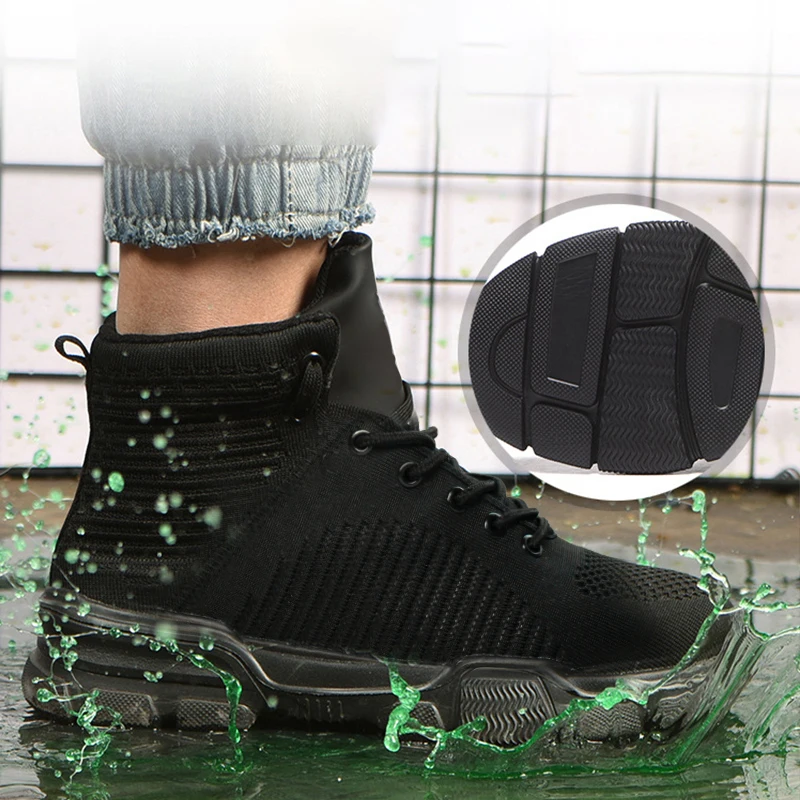 Men's Work Shoes Indestructible Men Safety Shoes Outdoor Safety Boots Steel Toe Sneakers Anti-Puncture Work Shoes Work Boots Man image 5