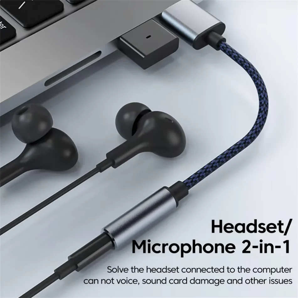 USB to 3.5mm Audio Jack Adapter USB A to 3.5mm TRRS USB to Audio Jack Adapter Headset External Stereo Sound Card for PC Laptop view 2