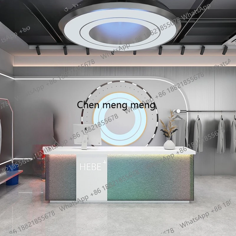 

Commercial paint company reception desk curved clothing store checkout page simple dance studio