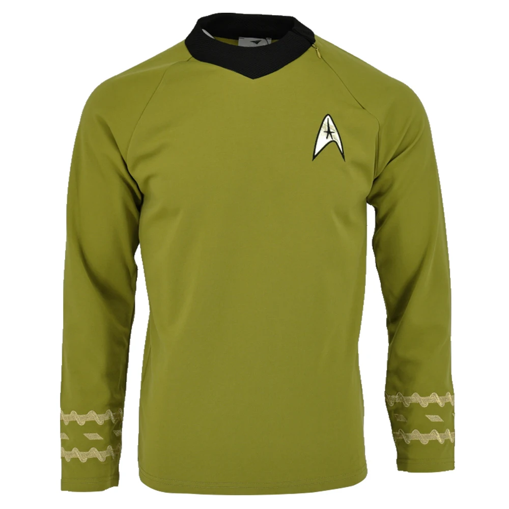 

Cosplay Costume for TOS Captain Kirk Gold Shirts Spock Blue Uniforms Red Starfleet Tops for Men's Coat Halloween Party Prop