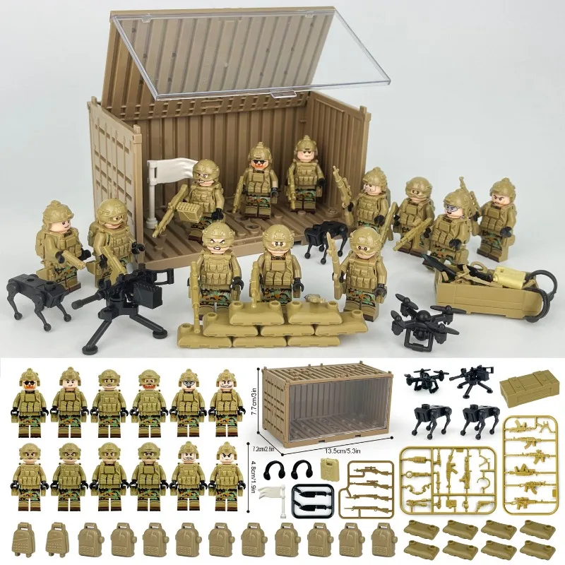 12 hot suits swat figurine puzzle small particles assembled building blocks toy anti-terrorism container DIY accessories
