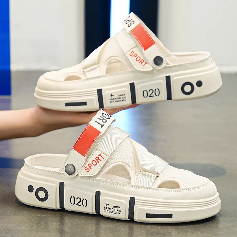 

Мужские уличные сандалии-шлепанцы, модные пляжные удобные сабо с толстой мягкой подошвой, мужская повседневная обувь, садовые туфли, мужские пляжные сандалии, размер 44