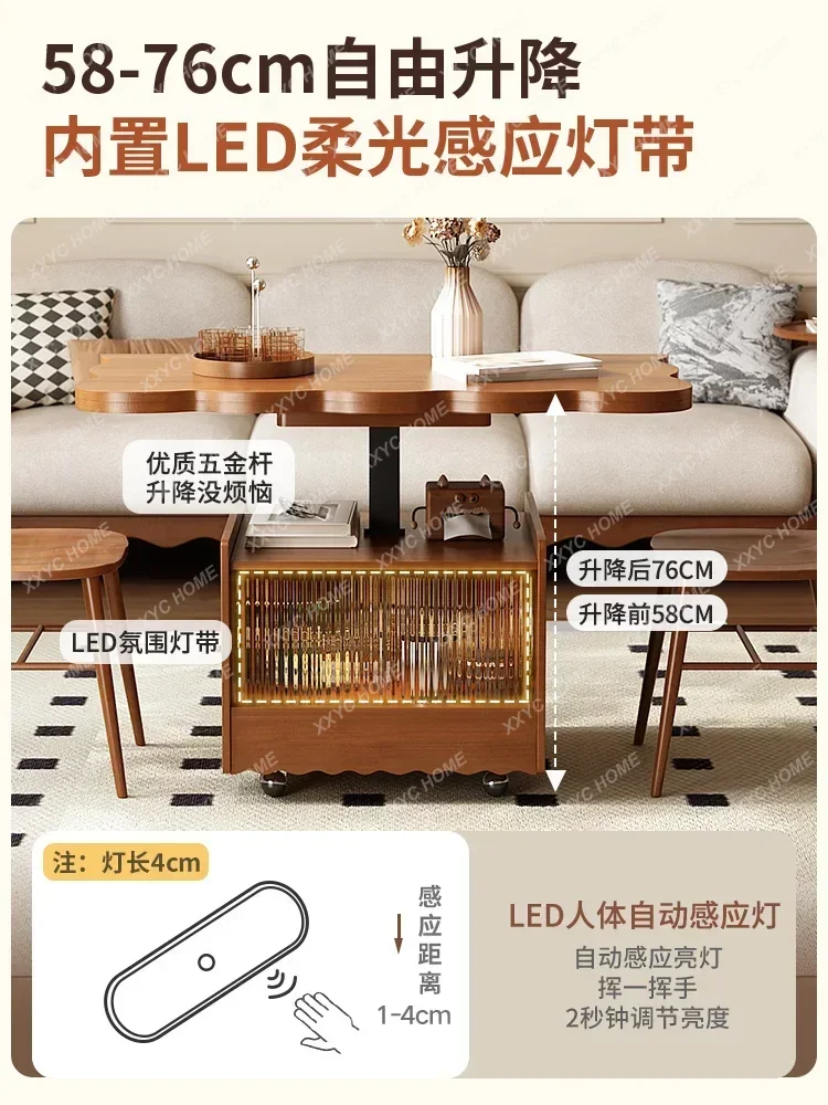 Folding lift coffee table dining table dual-purpose movable tea table