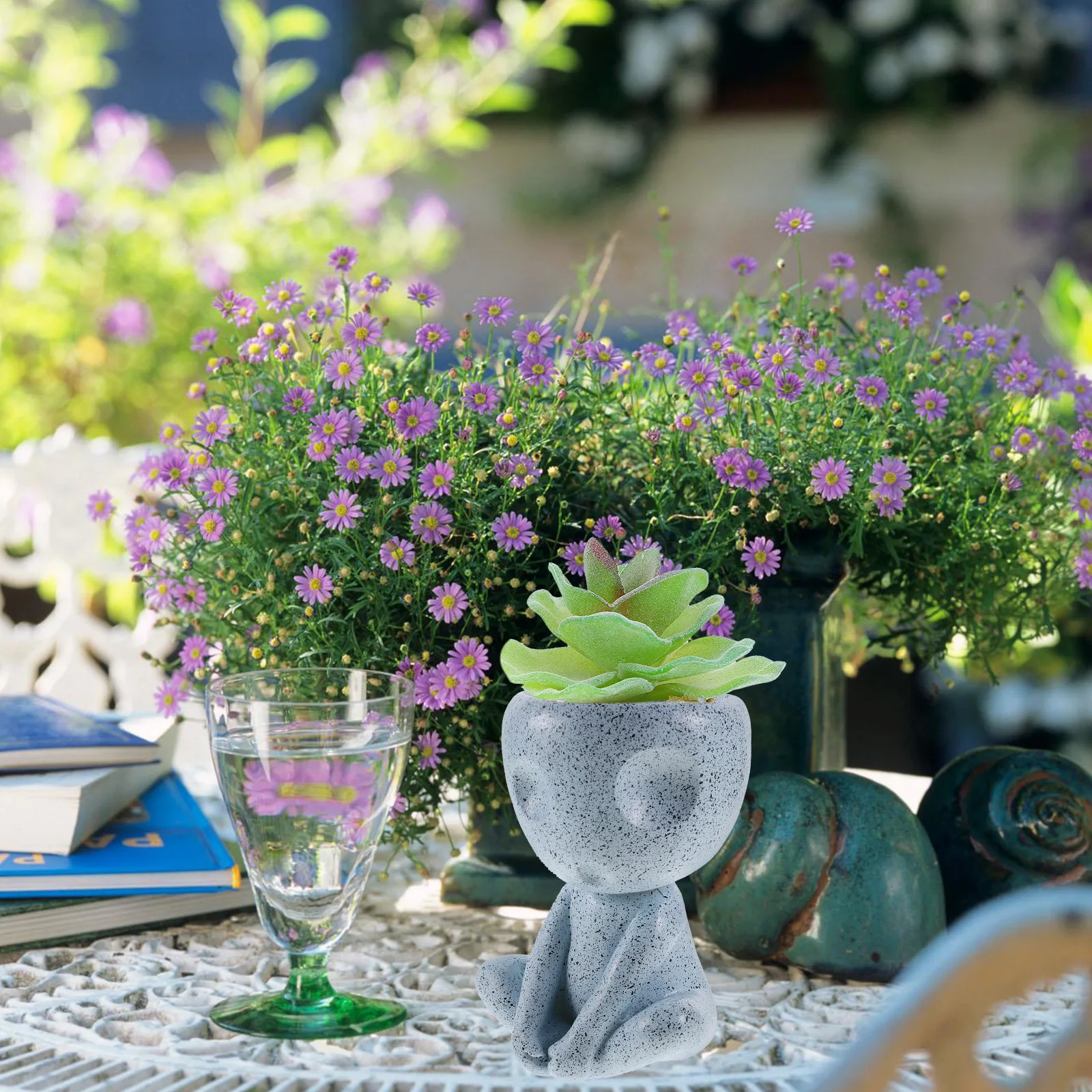 

Mini Flower Pot Cute Cartoon Resin Planter for Indoor Outdoor Plants Garden Decorative Small Pots Set Unique Succulent Container