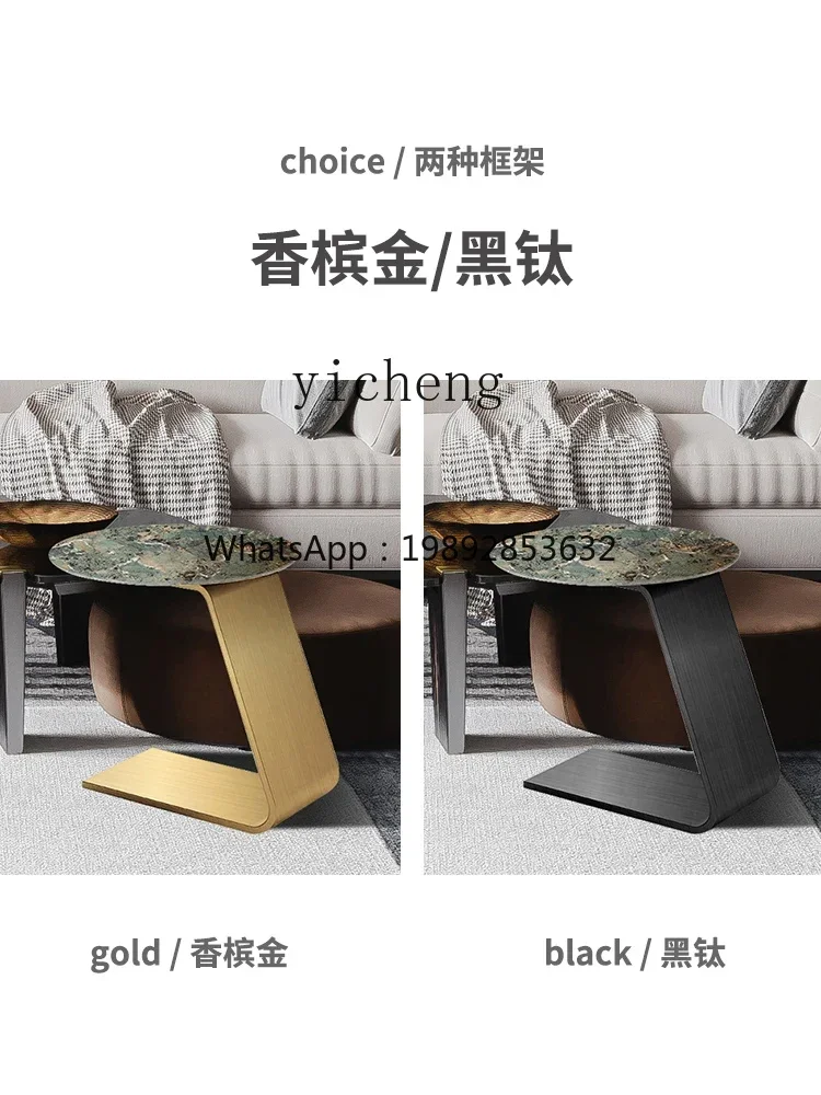 5CJ Solid Stainless Steel Amazon Green Mona Lisa Full-Body Stone Plate Side Table Sofa