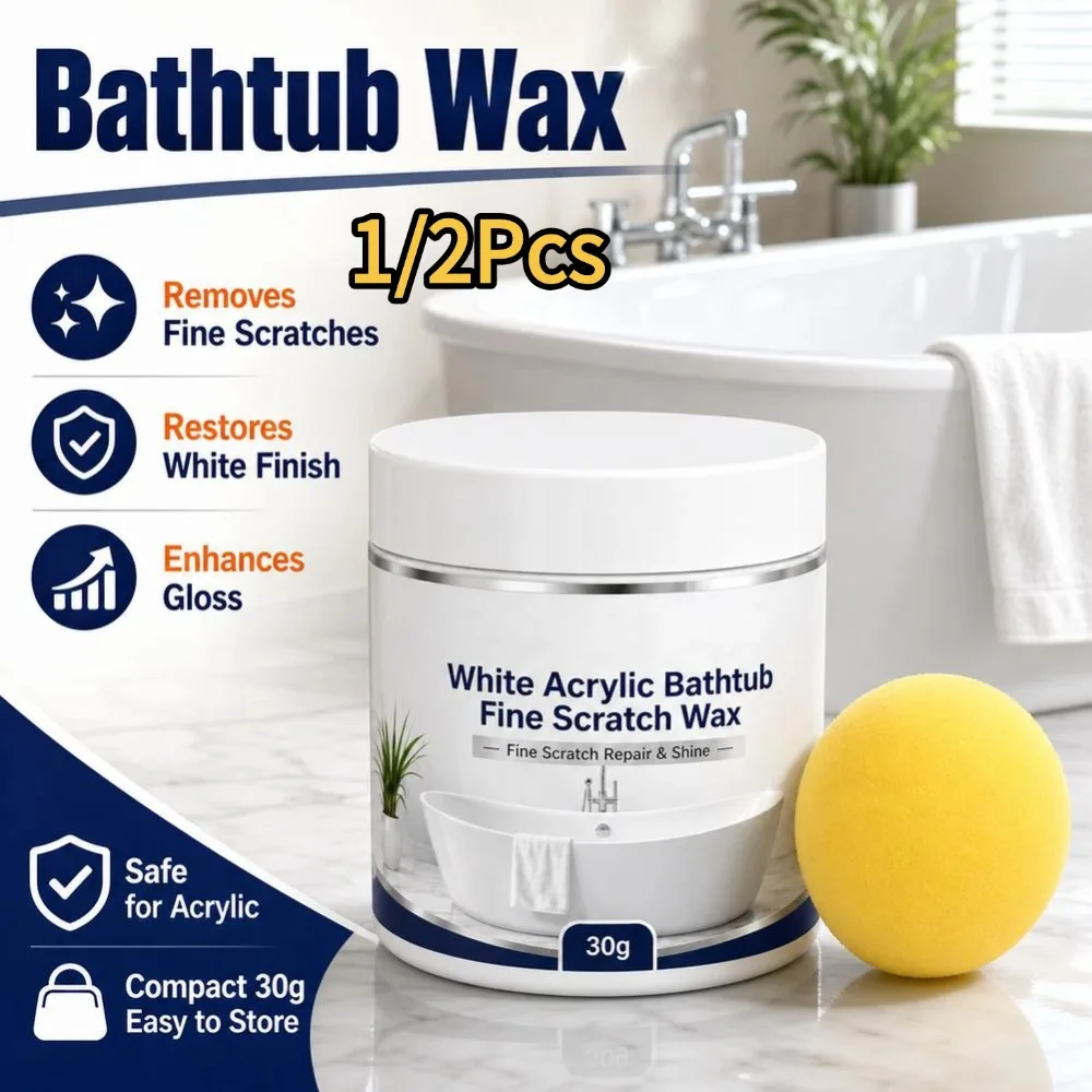 White Acrylic Bathtub With Fine Scratches Wax Bathtub Surface Fine Lines Repair Polishing Brightening Wax White Paste 30g Sponge