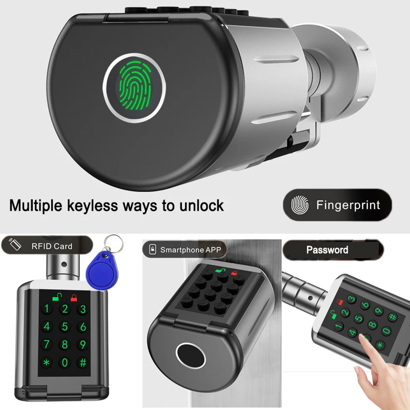 IP66 Waterproof Smart Lock Biometric Fingerprint Door Lock with App and Smart Card Keyless Entry For Door Thickness 35-100mm