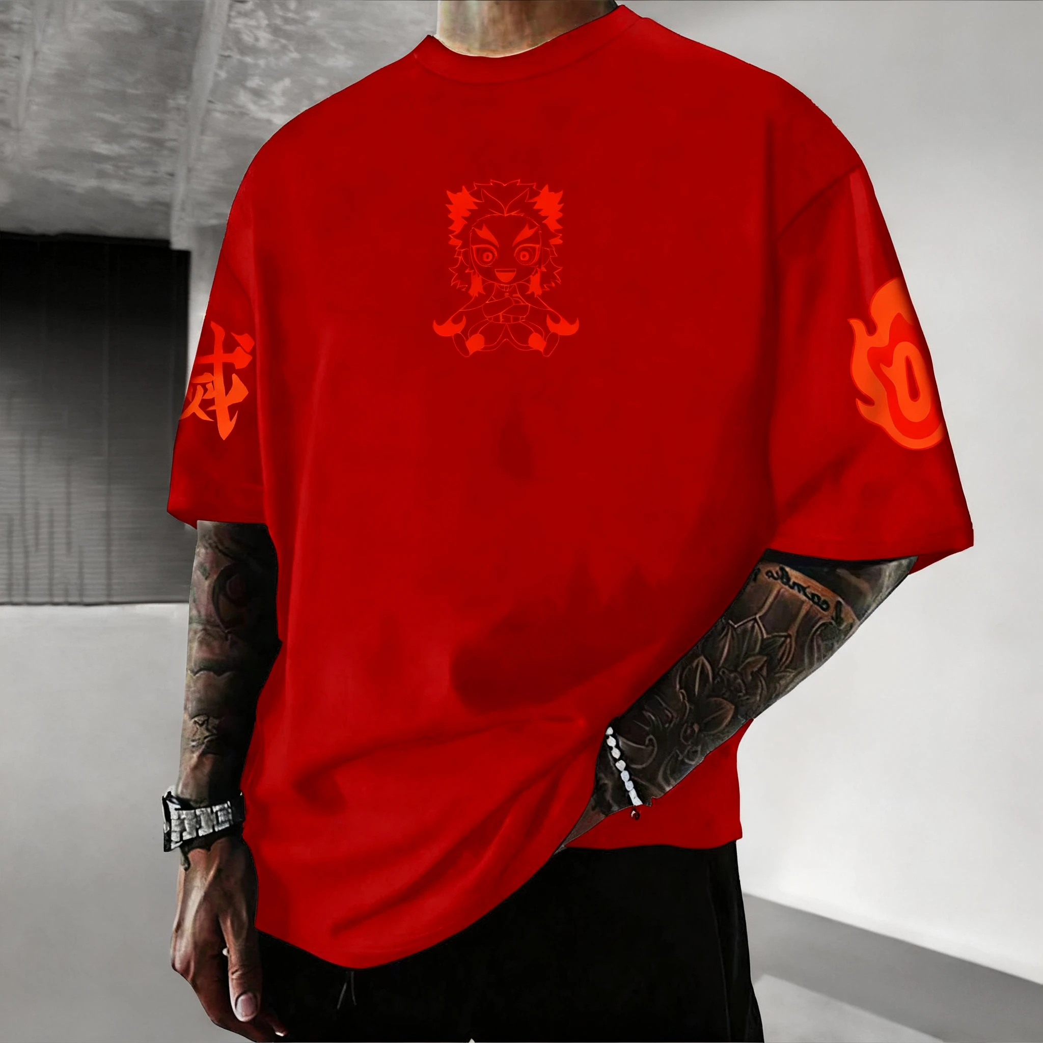 귀멸의 칼날 할로윈 플러스 사이즈 티셔츠 남성 여름 신상 애니메이션 호박 머리 프린트 캐주얼 루즈 반팔 부모 자녀 상의