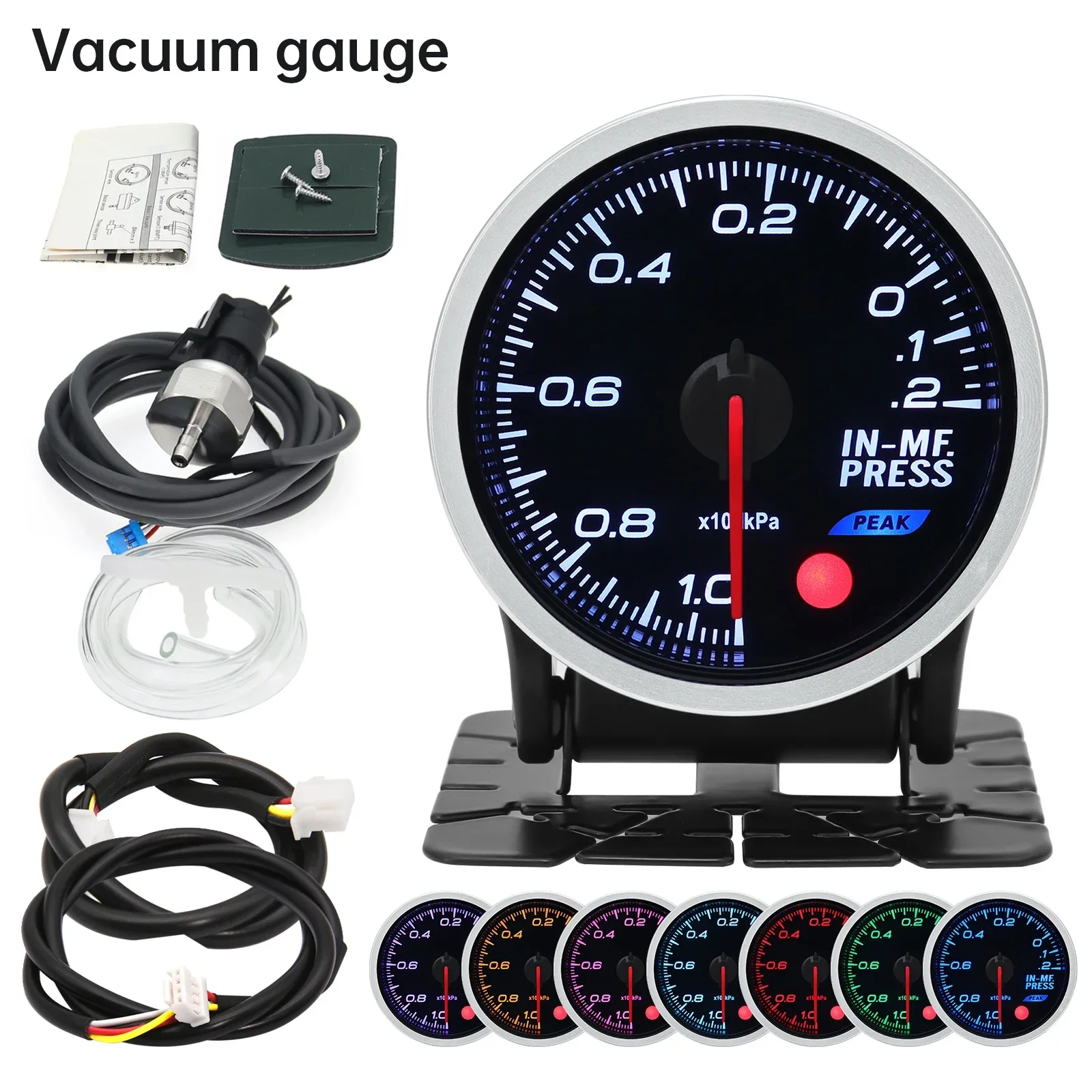 2 Inch 52 MM Rook Lens Gauge Auto Turbo Boost Meter Oliedrukmeter 3Bar 2Bar PSI Turbo Gauge 8 kleuren Backlight Met Elektron