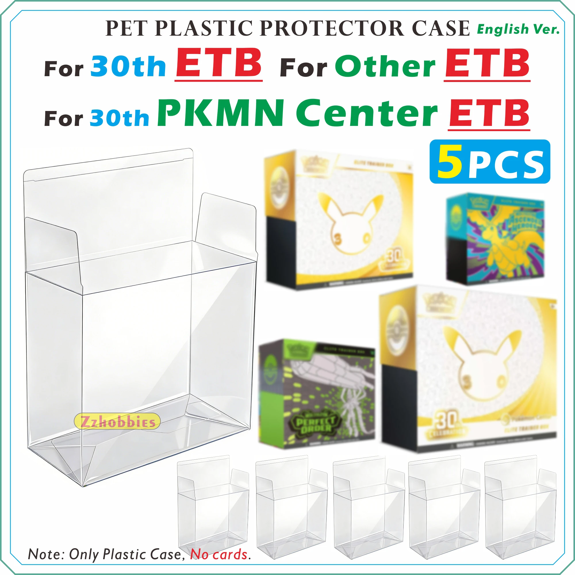 2/5/10PCS PET Plastic Protector Case For 30th Celebration ETB / PKMN Center ETB / Booster Bundle / UPC