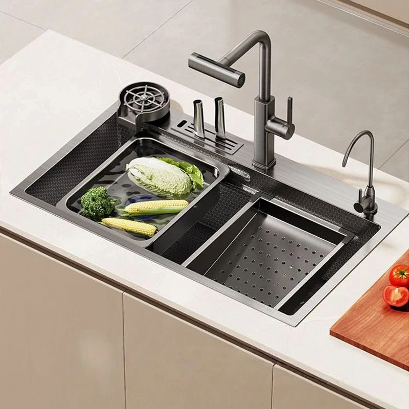 

Nano Kiten Faucet Single Hole Pull-Out Spout Large Single Bowl Cup Washer Pure Tap Soap Dispenser 304 Stainless Steel