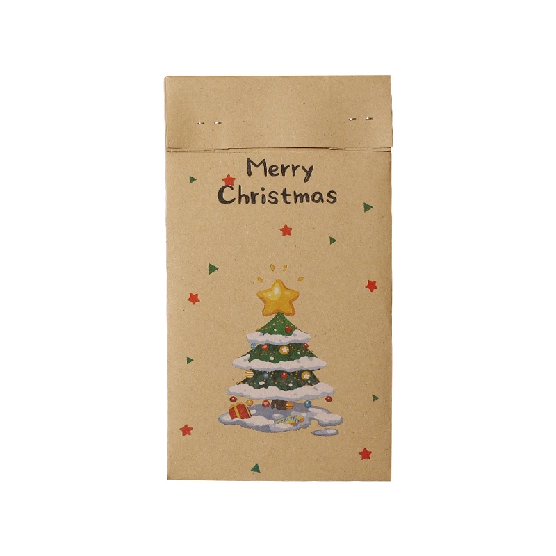 Christmas gift bag Hand kraft paper gift bag with Christmas snacks cookies cartoon gift bag