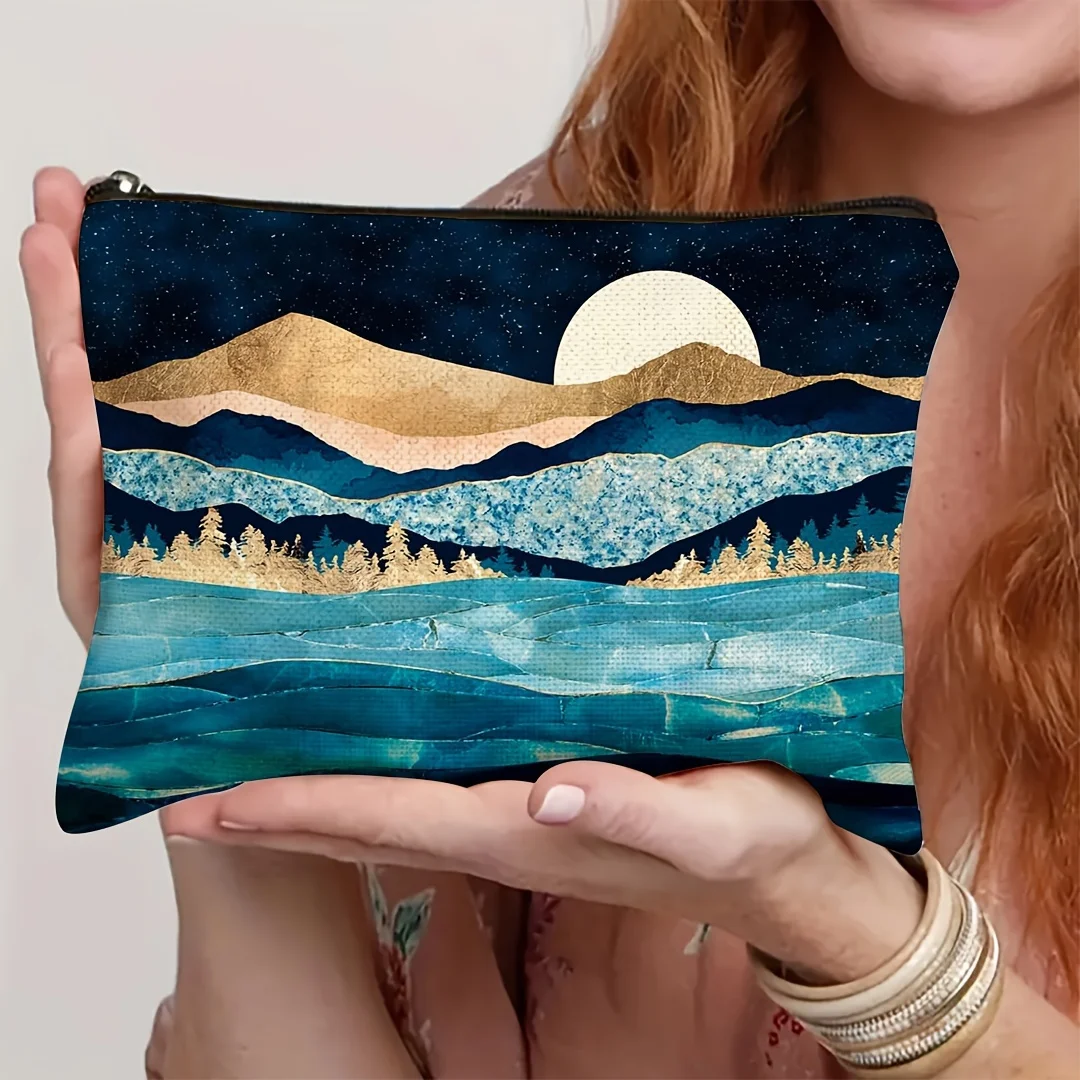 Una borsa per il trucco in stile bohémien: custodia multifunzionale con cerniera, borsa per riporre gioielli, piccola borsa portaoggetti perfetta con cerniera da viaggio.