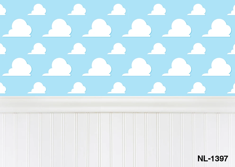 Toy Story Photography Backdrops for Kids Boy Birthday Party Supplies Decor Blue Sky White Clouds Wall Cartoon Photo Background