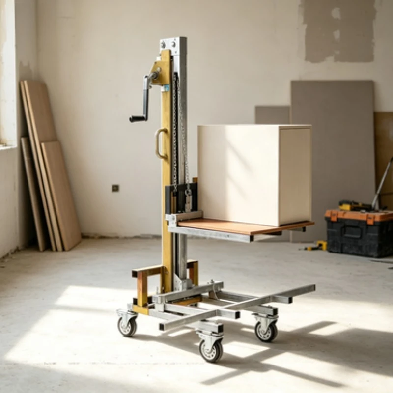 Portable Manual Lifting Stacker Foldable Hand Winch Lift Truck Cabinet Installation Lifting Trolley for Home Furniture