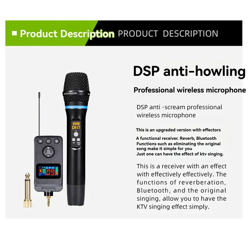 ABSQ-M50 ميكروفون لاسلكي مع وظيفة بلوتوث مضادة للصفارة للترفيه المنزلي KTV الغناء