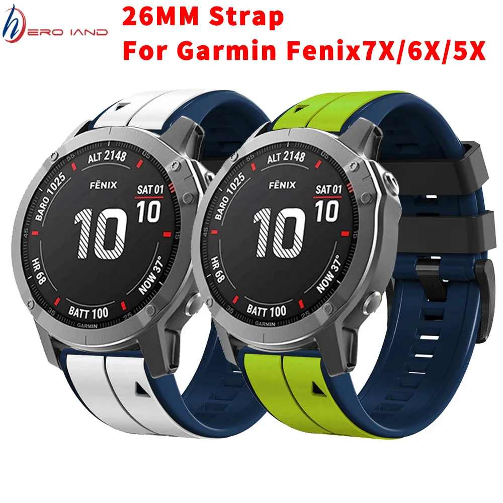 26 MM Silicone Smart Watch Straps For Garmin Fenix 7X 6X 5X Watchband Quick Easy fit Bracelet Correa