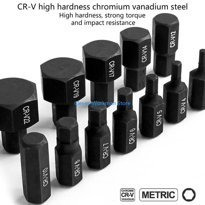 

24TD 14Pcs Hexagon Bit Socket Set 3-24mm Allen Wrench Head Tool For Ratchet inch Drive Screw Driver