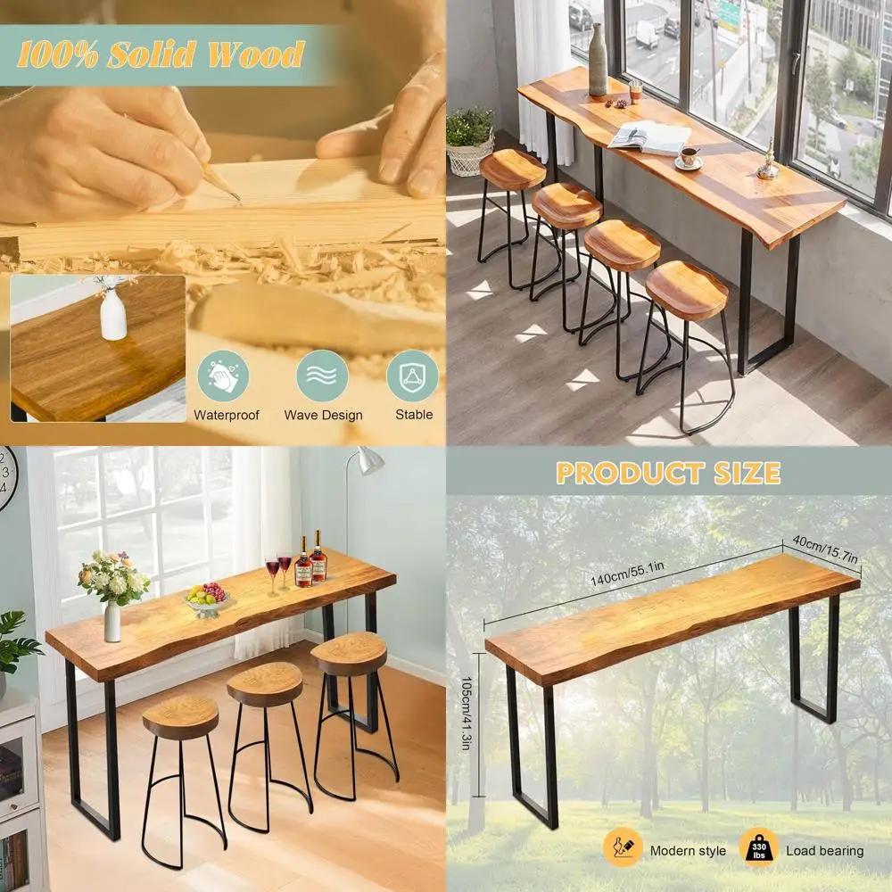 

Стол-бар в индустриальном стиле, высота 55 дюймов, узкий металлический кухонный остров для столовой и гостиной