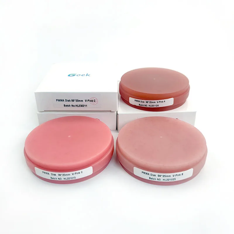 1 piece Dental PMMA Resin Disc for Denture Base Monolayer Pink 98 OP 95 ZZ 20-30mm Dentistry Tool Laboratory Materials Products