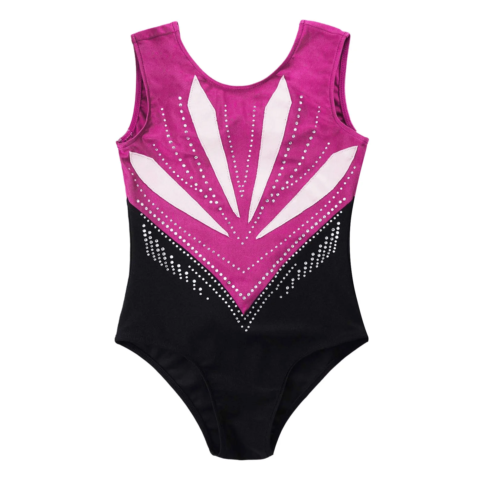 子供用スポーツ衣装 バレエ 体操 ワークアウト レオタード 女の子 ノースリーブ ちょう結び カットアウト バック ラインストーン ボディスーツ ベスト ショーツ