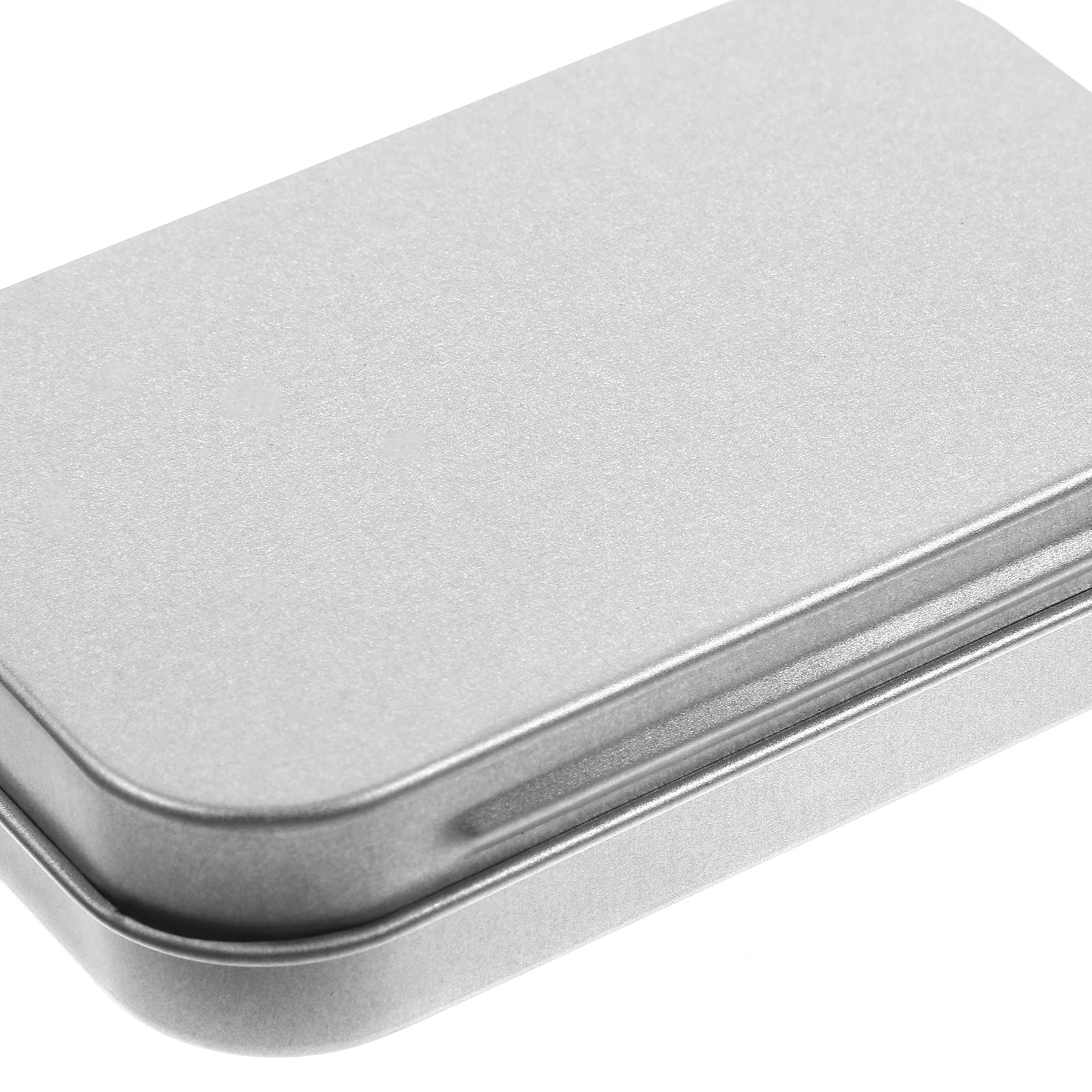 

5pcs Matte Tin Boxes Silver Hinged Lid Durable Tinplate Storage Boxes for Gum Cards Jewelry Portable Small Size