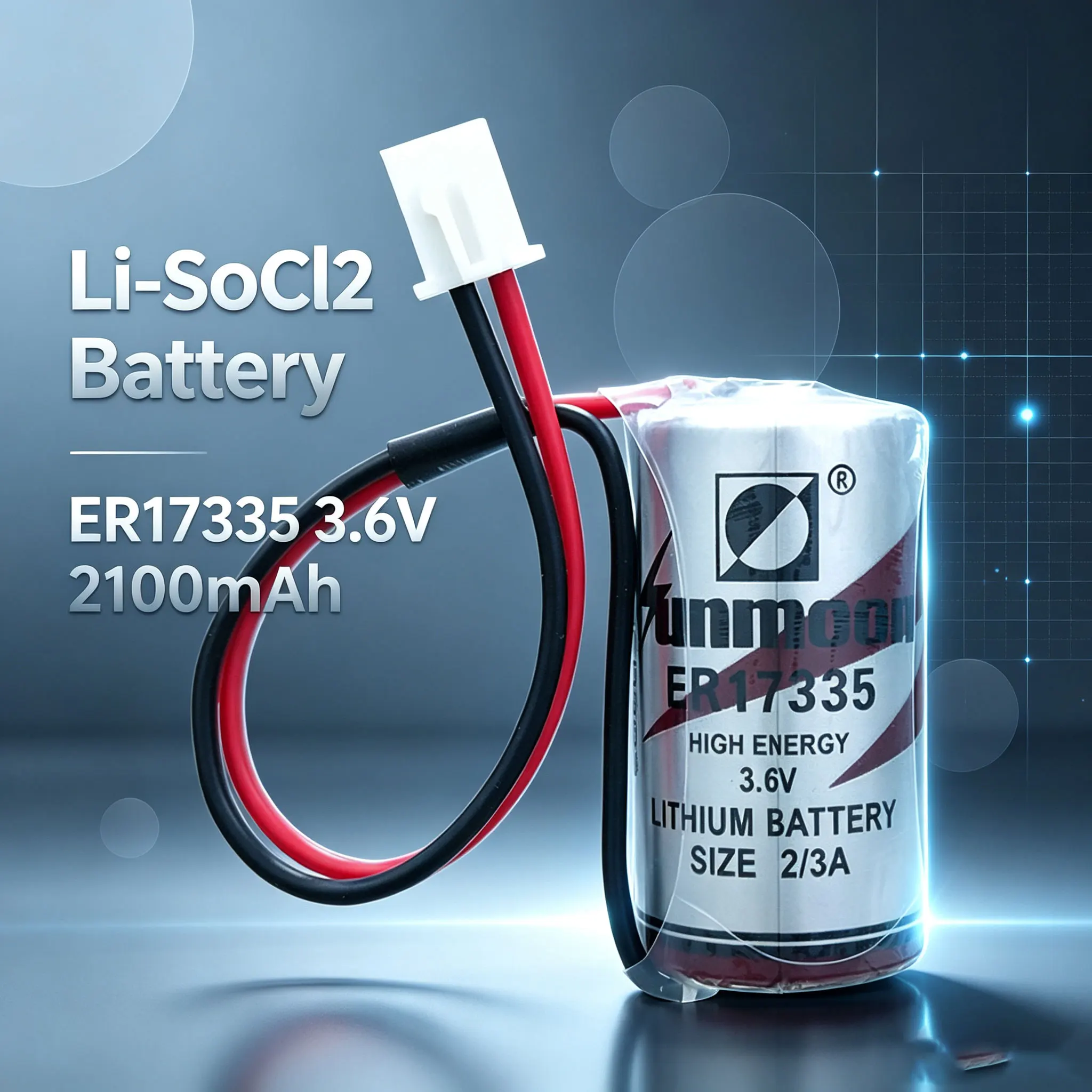 SUNMOON ER17335 Li-SOCl2 Battery 3.6V、 Robot servo drive, intelligent water meter, gas meter, detector