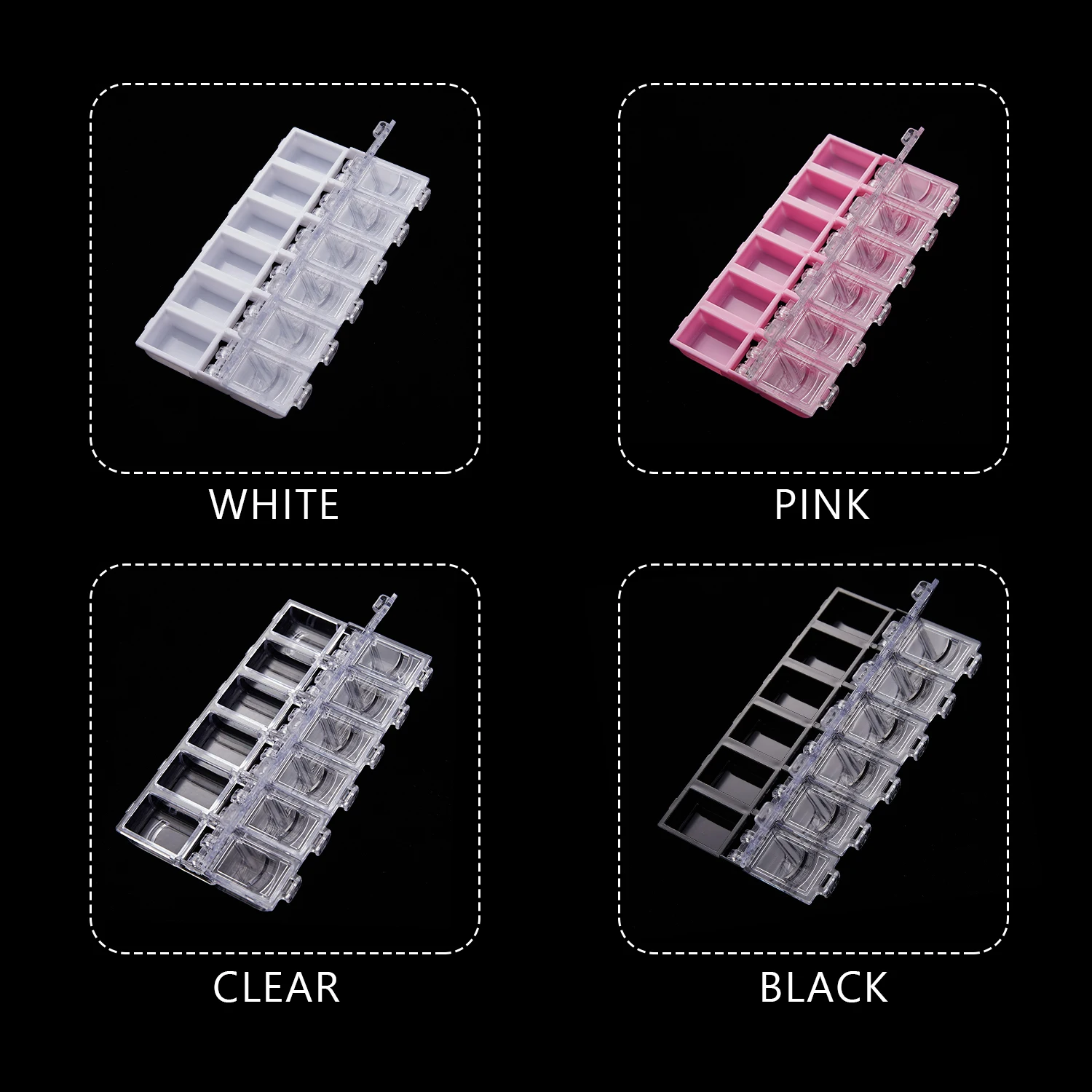 12 Slots Nail Decoration Storage Box Clear Nail Art Glitter Rhinestone Storage Case Jewelry Display Container Organizer