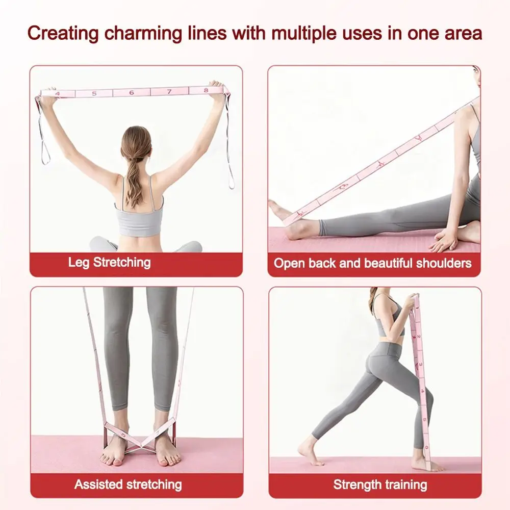 Multi-functional Elastic Yoga Stretching Belt 10/12 Grid Digital Dance Stretch Band Adjustable Resistance Band Adult Child