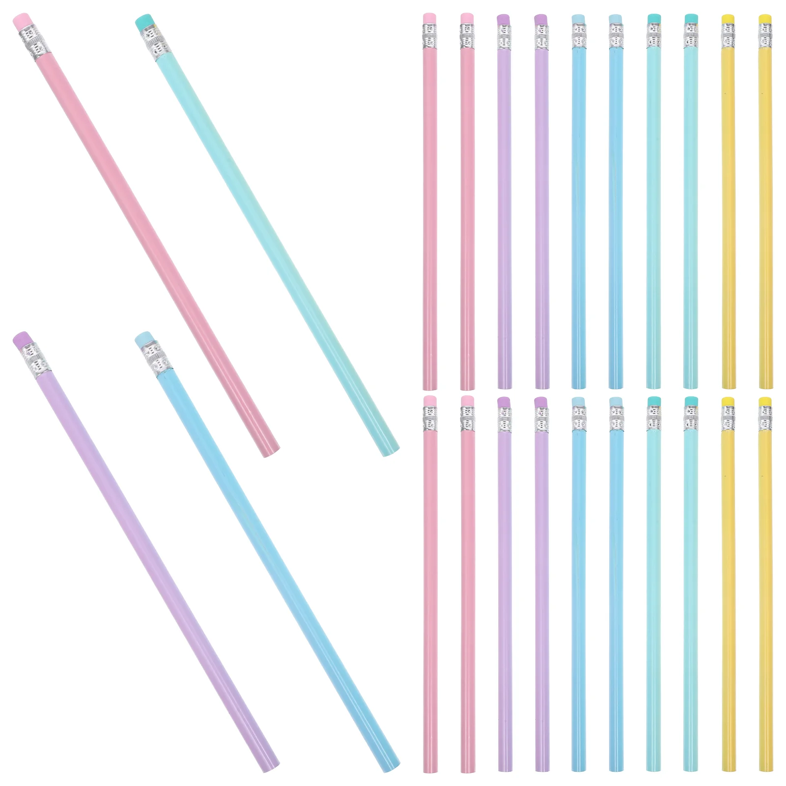 Macaron Ribbon Wipe Hb Triangular Pole Writing and Painting Posture Correction Student Pencil 50 Pieces Drawing Wooden