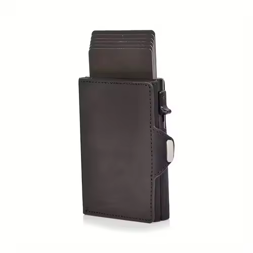 Pop-Up Credit Card Case with RFID Protection Genuine Leather  Wallet with Compartment for Notes and Coins for Men and Women - Image 8