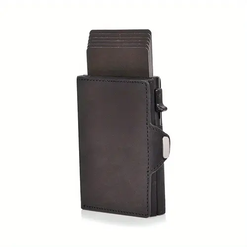 Pop-Up Credit Card Case with RFID Protection Genuine Leather  Wallet with Compartment for Notes and Coins for Men and Women - Image 8