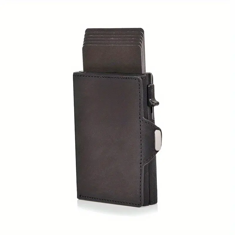 Pop-Up Credit Card Case with RFID Protection Genuine Leather  Wallet with Compartment for Notes and Coins for Men and Women - Image 8
