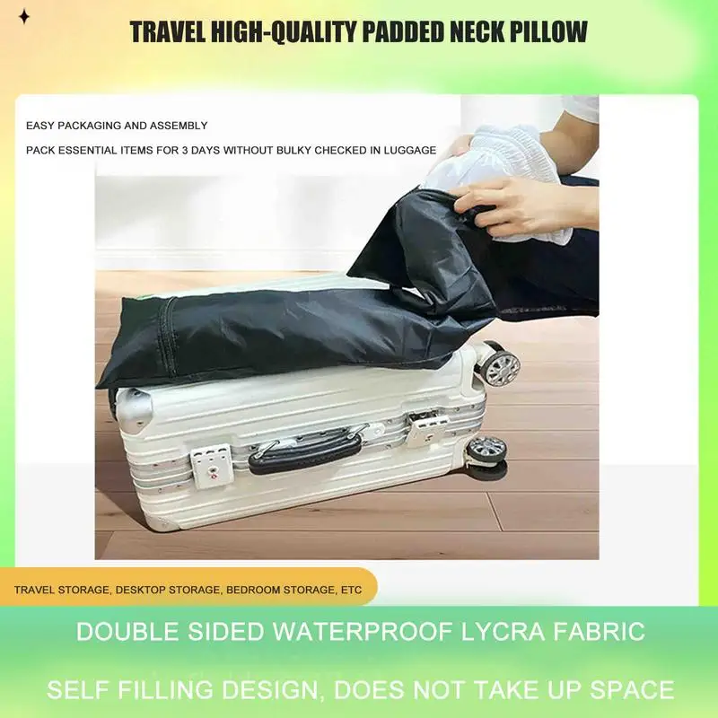 Füllbares Nacken kissen Reise kissen bezug Organizer Tasche Reisetasche Flugzeug kissen Reise Nacken kissen selbst füllendes Kopfstützen kissen