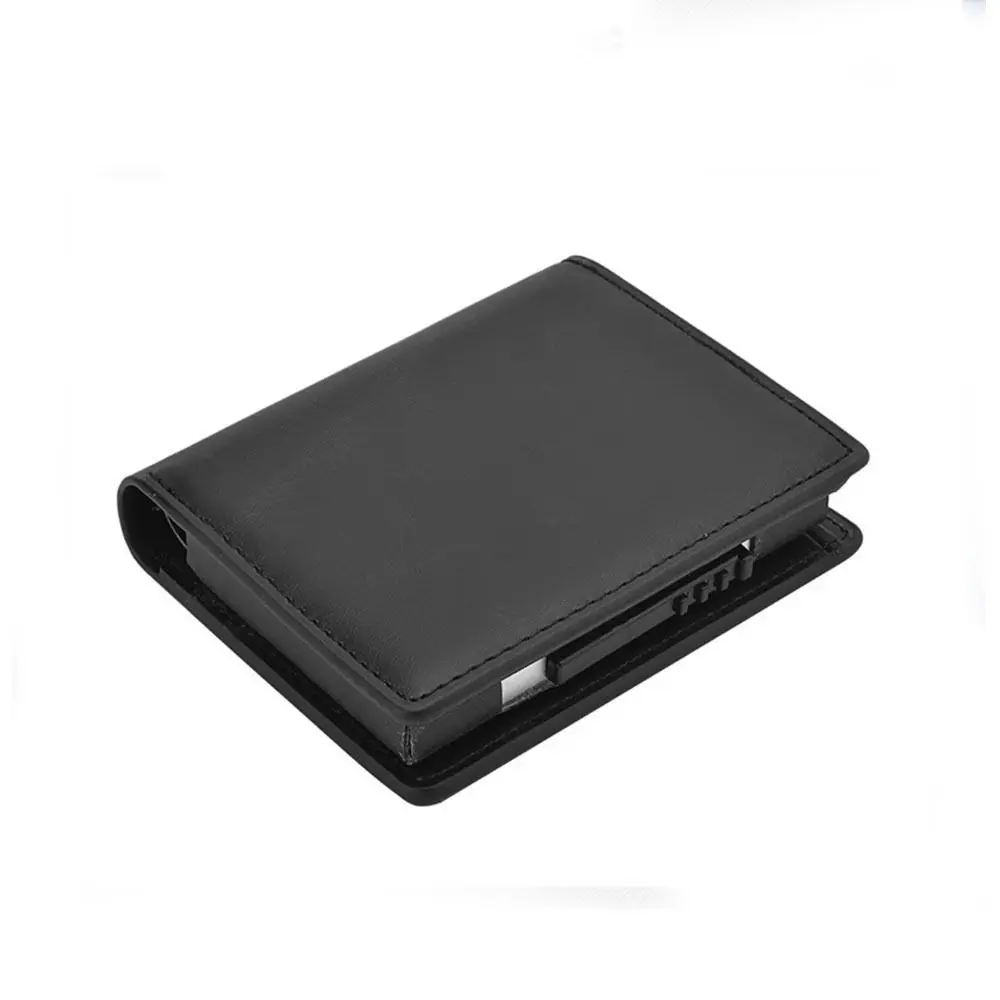 Dompet Pendek Pria Anti Maling RFID Tas Clutch Bisnis Warna Polos Kulit PU Tas Kartu PU Kapasitas Besar Tahan Air Pria