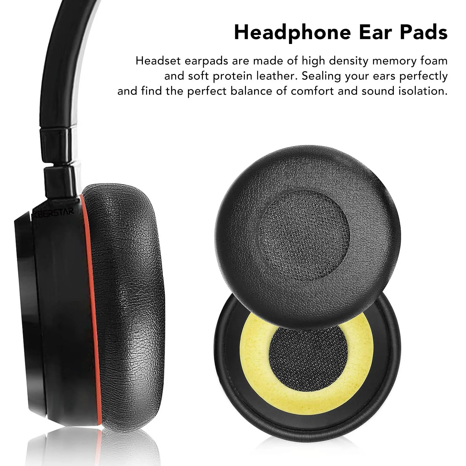 Replacement Protein Leather Earpads Memory Foam Ear Cushions for Jabra Evolve 20 20se 30 30II 40 65 65+ Headphones Comfortable