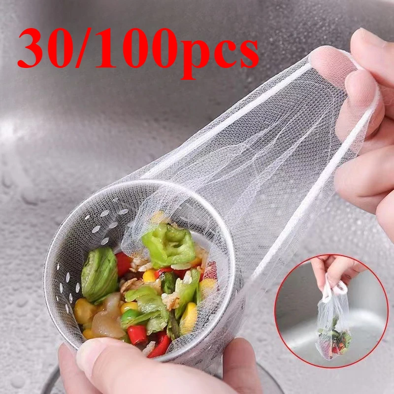 

30/100pcs Disposable Sink Filter, Kitchen Sink Filter, Sewer Drainage, Anti Clogging Garbage Bag, Sink Garbage Net
