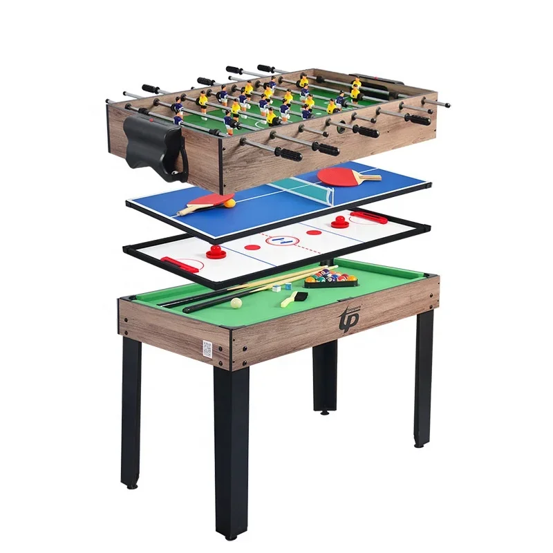 Hot Selling Indoor Sport Equipment 4 In 1Game Billiard Table Tennis Table Air Hockey Soccer Table