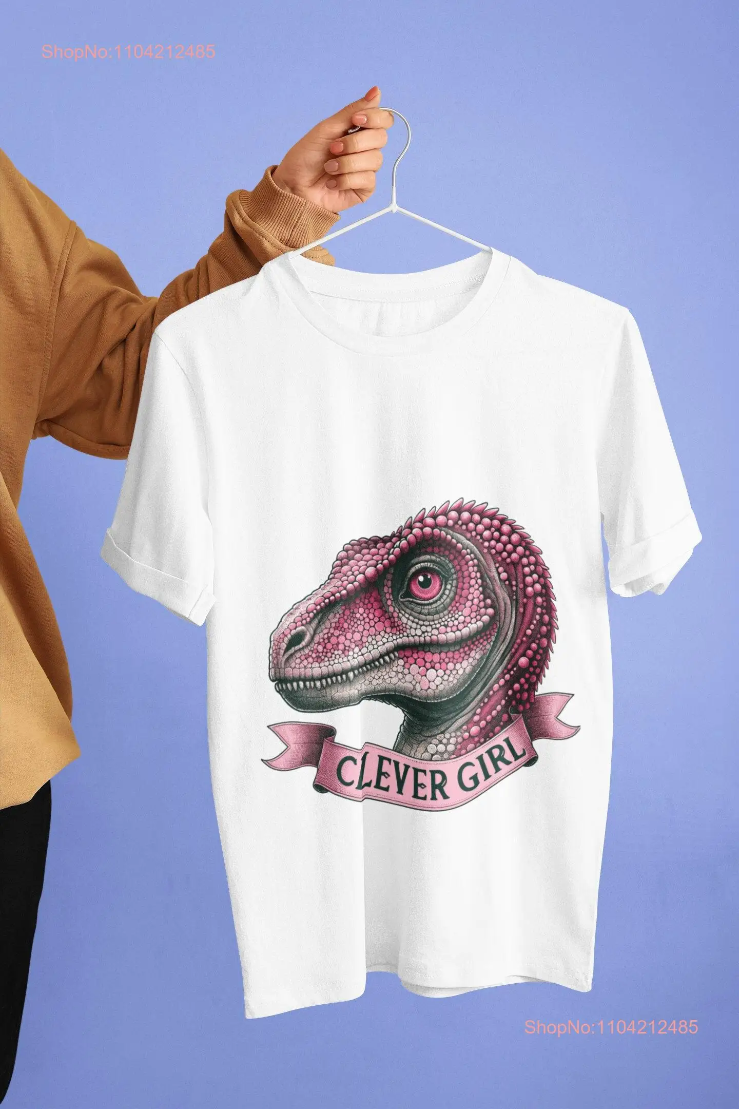 Dinosaur Raptor T Shirt Top 'Clever Girl' Quote Retro Pink Illustration Unique Paleontology Plus Sizes