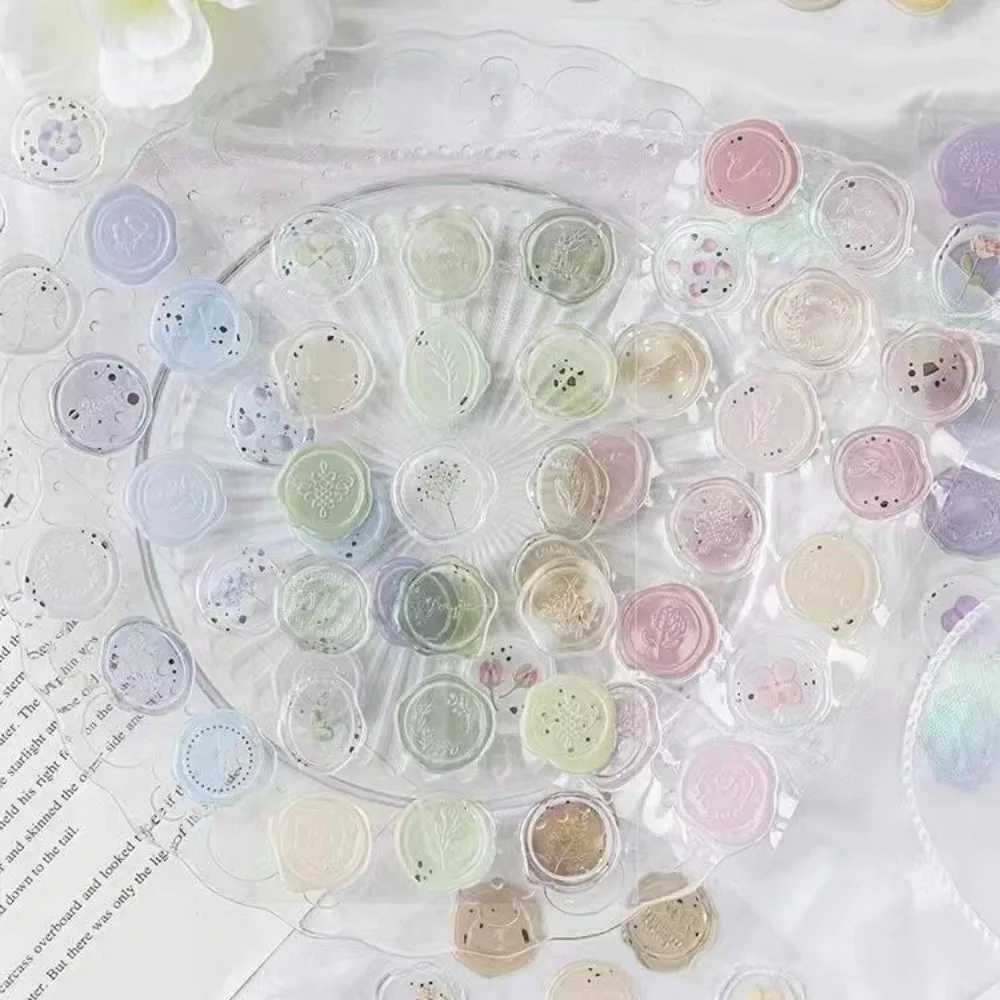 Retro Wax Seal Sticker Floral European Style Embossed Seal Sticker Waterproof 3D Crystal Scrapbook Sticker