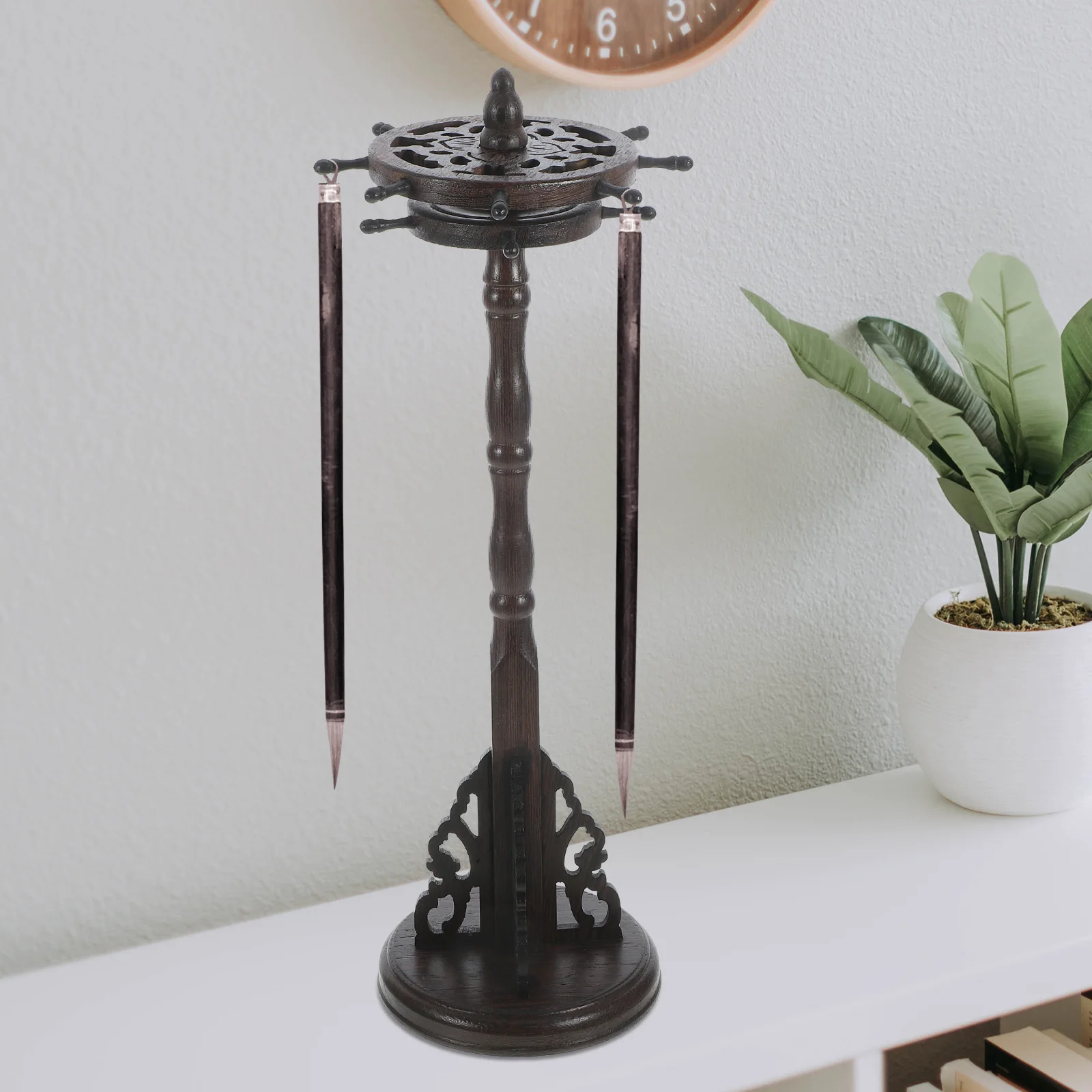 Wooden Pen Hanging Holder Ornament Multi-purpose Hanger Creative Brush Rack Office Holders