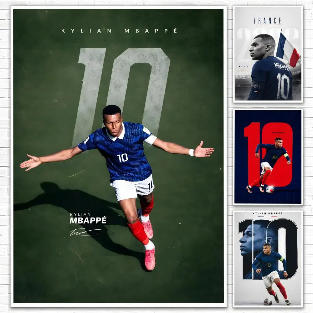 Athlete Kylian Mbappe Poster Poster All-match HD Waterproof Self-Adhesive Wall Art Sticker For Home Bedroom