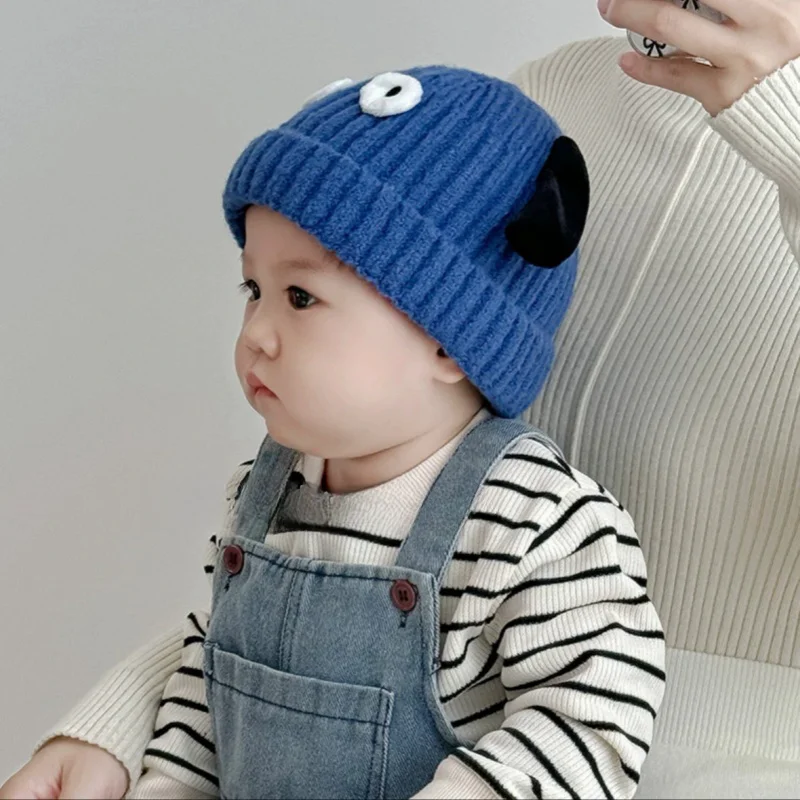 Chapéu infantil fofo para cachorrinho, proteção auricular tricotada, gorro para bebê, pulôver quente ao ar livre, chapéu de menino, outono e inverno